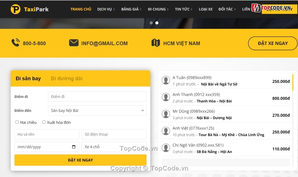 Sharecode thuê xe taxi chuẩn SEO,Sharecode taxi,code taxi cực đẹp,code web thuê xe taxi